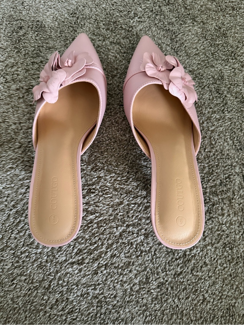 Pink Floral Slip-On Pointed-Toe Sandals